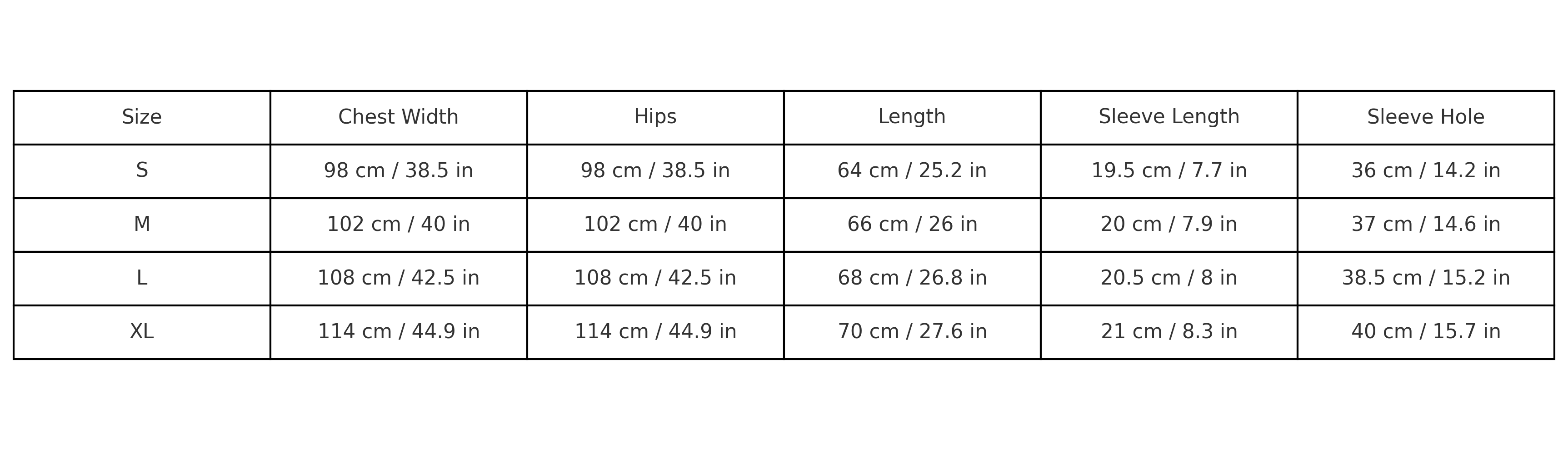 Size Chart
